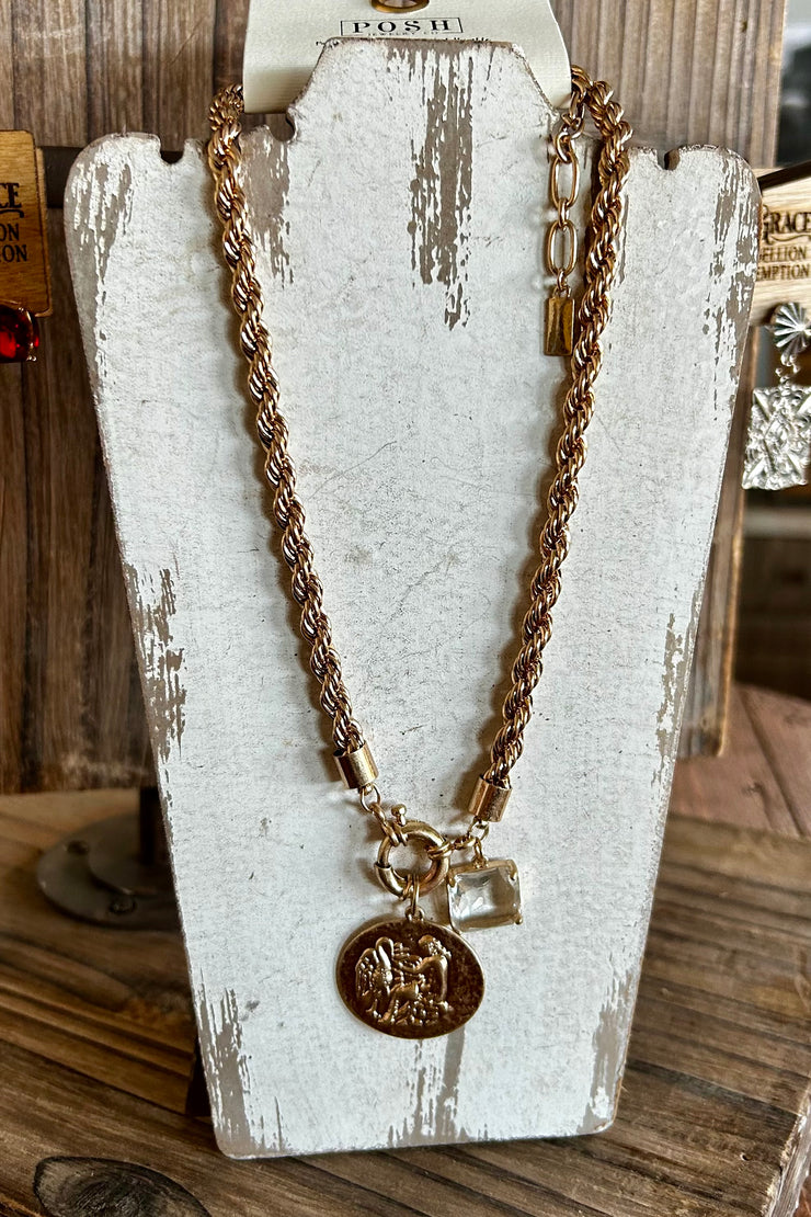 Xavier - Coin Charm - Gold - Necklace