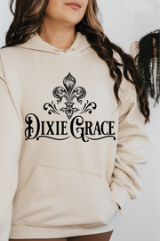 Dixie Grace Logo - Natural w/ Black - RnR Sleeves - Graphic Hoodie