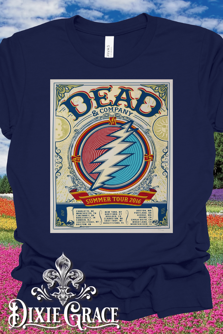 Dead & Co Summer Tour 2016 - Navy Blue - Sweatshirt Option - Graphic Tee