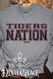 Dupo Tigers Nation - Dark Heather Gray - Sweatshirt and Hoodie Option - Graphic Tee