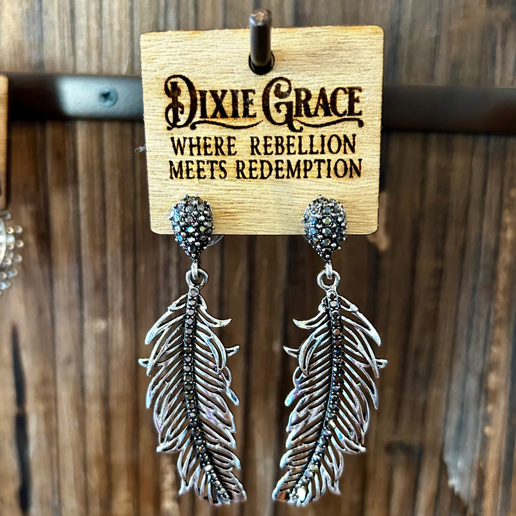 Fight or Flight - feather - Two Finishes - Earrings