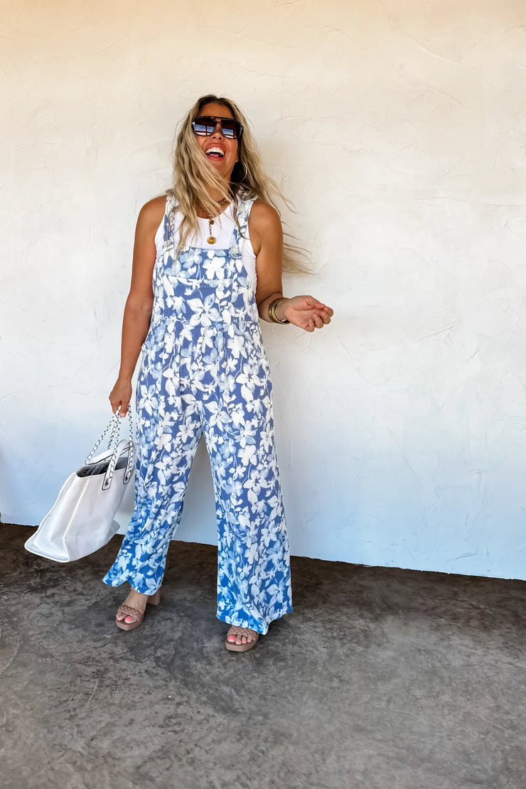 Karli - Floral Ribbed - Overalls