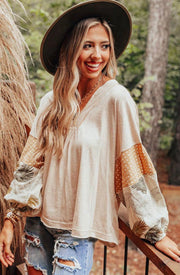 BoHo Bell - Patchwork Puff Sleeve - Blouse