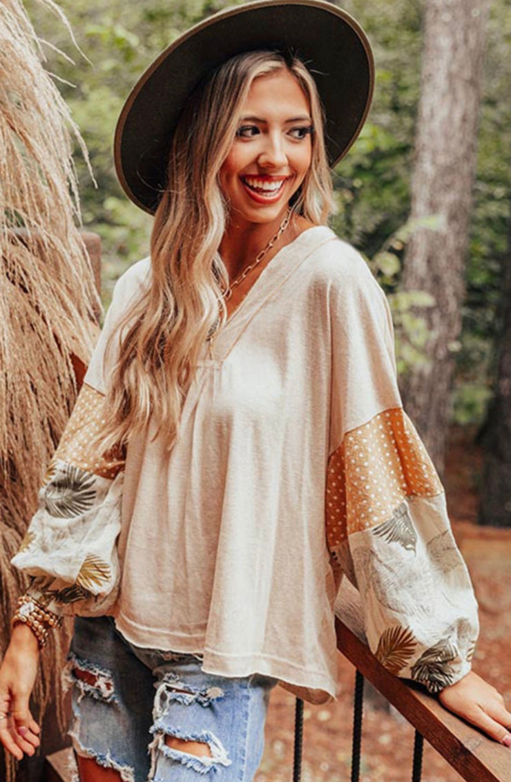 BoHo Bell - Patchwork Puff Sleeve - Blouse