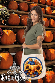 Fall Pumpkins w/ Sunflowers - Gift - Canvas - Two Options - Tote Bag