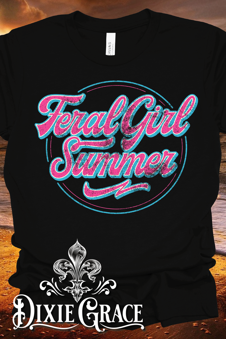 Feral Girl Summer - Black - Youth, Sweatshirt, Hoodie Option - Graphic Tee