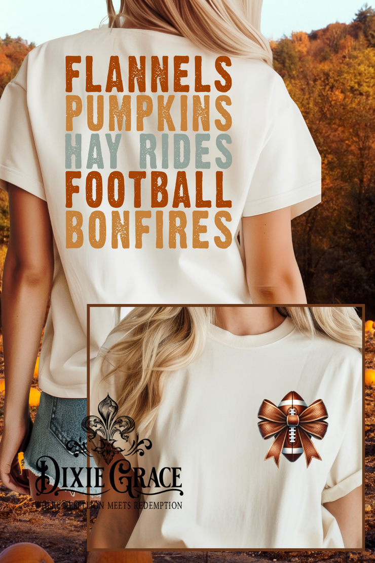 Fall w/ Football - Front Print and Back Print - Graphic Tee