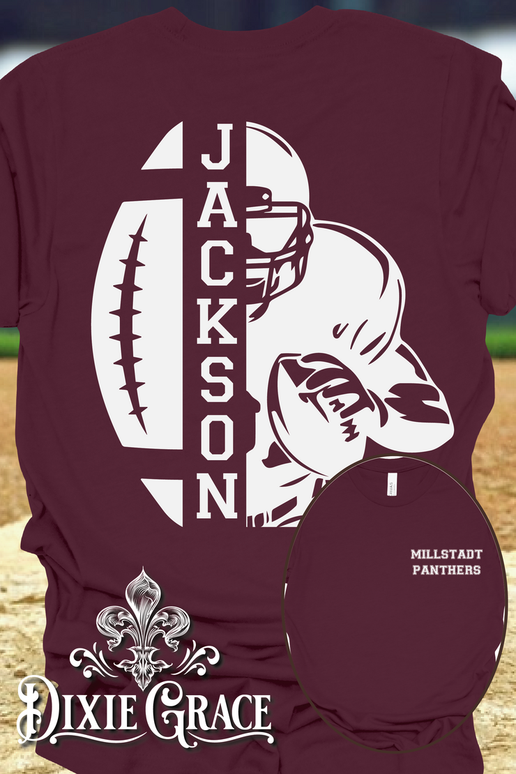 Custom Football Player - Front Facing - Youth, Long Sleeve, Sweatshirt, Hoodie Option - Graphic Tee