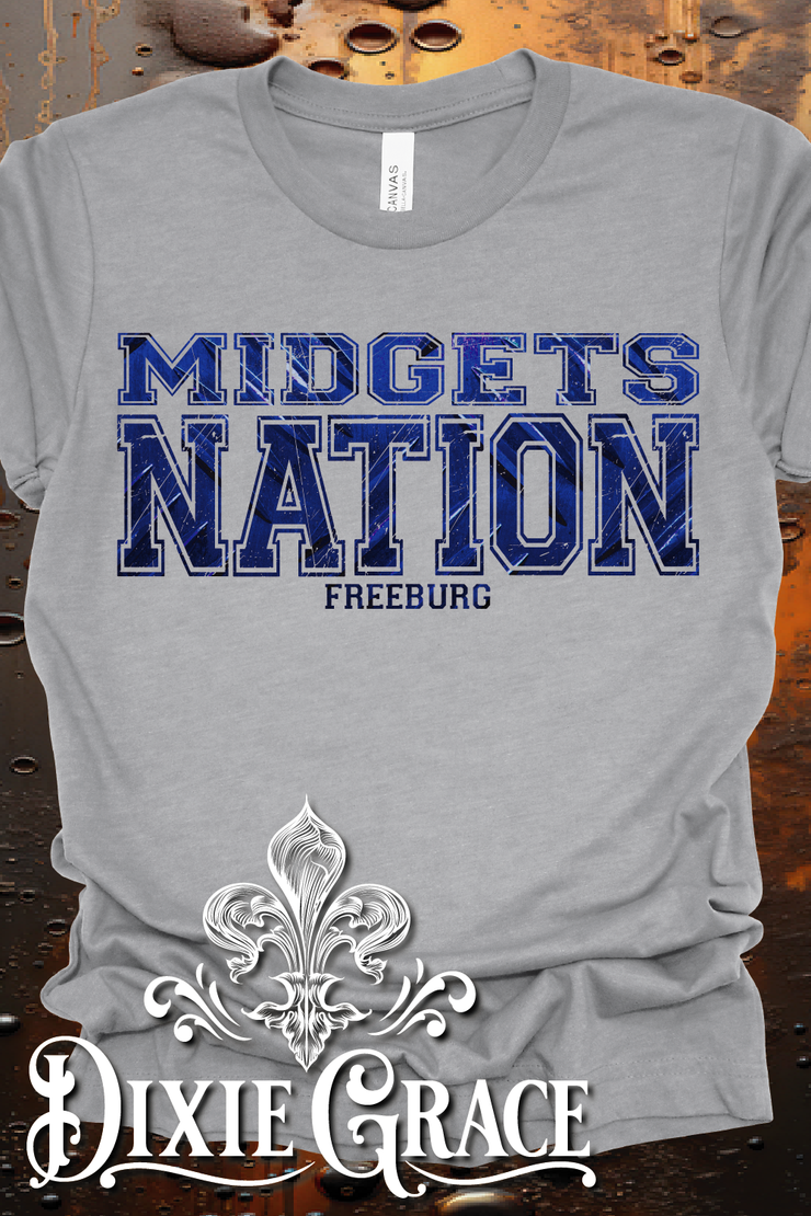 Freeburg Midgets Nation - Dark Heather Gray - Youth, Sweatshirt, Hoodie Option - Graphic Tee