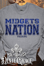 Freeburg Midgets Nation - Dark Heather Gray - Youth, Sweatshirt, Hoodie Option - Graphic Tee