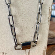 Bound - Hematite - Chain and Double Lock - Necklace