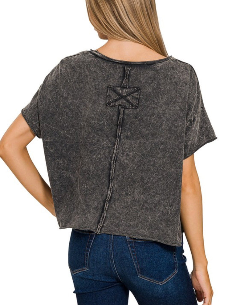Cropped in Acid - Cropped Tee - Acid Wash - Multiple Colors - Top