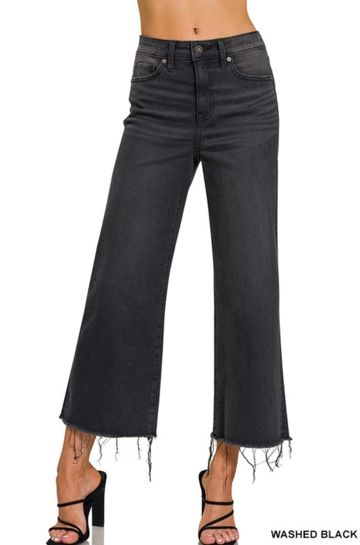 Dream A Little Dream - Faded Black - Wide Leg Cropped - Jeans