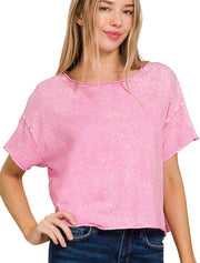 Cropped in Acid - Cropped Tee - Acid Wash - Multiple Colors - Top