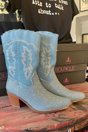 Rhinestone Cowgirl - Denim - Boots