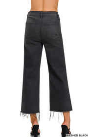 Dream A Little Dream - Faded Black - Wide Leg Cropped - Jeans