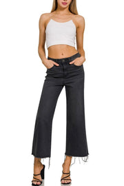 Dream A Little Dream - Faded Black - Wide Leg Cropped - Jeans