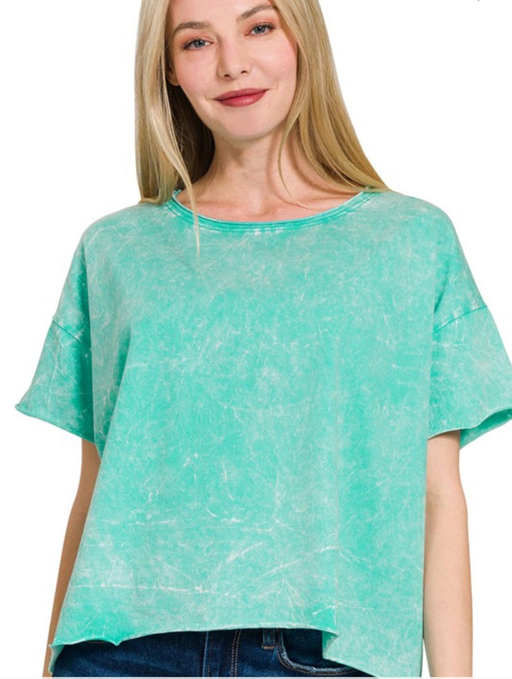 Cropped in Acid - Cropped Tee - Acid Wash - Multiple Colors - Top