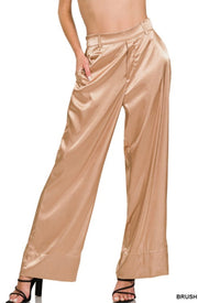 Georgia - Satin - Wide Leg - Champagne - Pants