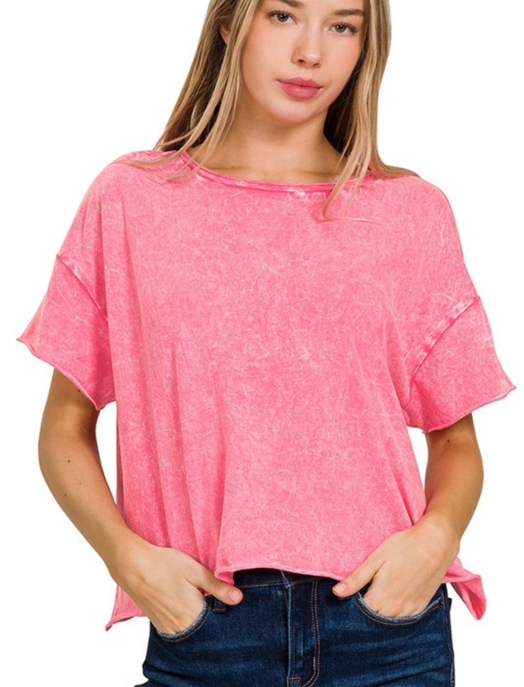 Cropped in Acid - Cropped Tee - Acid Wash - Multiple Colors - Top
