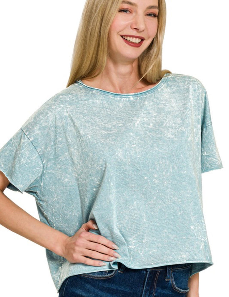 Cropped in Acid - Cropped Tee - Acid Wash - Multiple Colors - Top