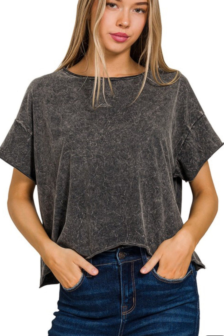 Cropped in Acid - Cropped Tee - Acid Wash - Multiple Colors - Top