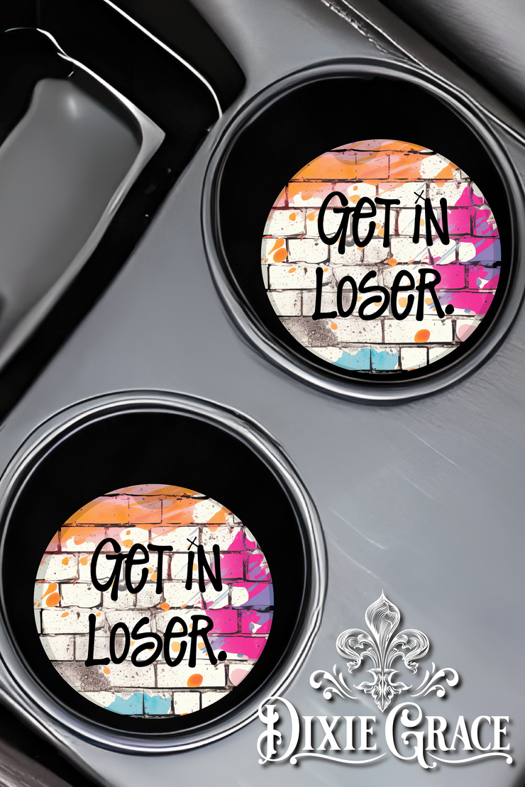 Get In Loser - Set of 2 - Car Coasters