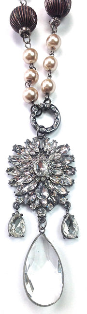 Harlynn - Pendant w/ Crystal Drop - Vintage - Necklace