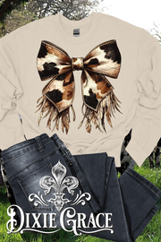 Hair on Hide Bow - Natural - Sweatshirt Option - Graphic Tee