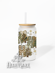 HoHoHo Camo - Frosted 16 oz Glass Can