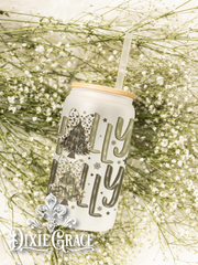 Holly Jolly Camo - Frosted 16 oz Glass Can