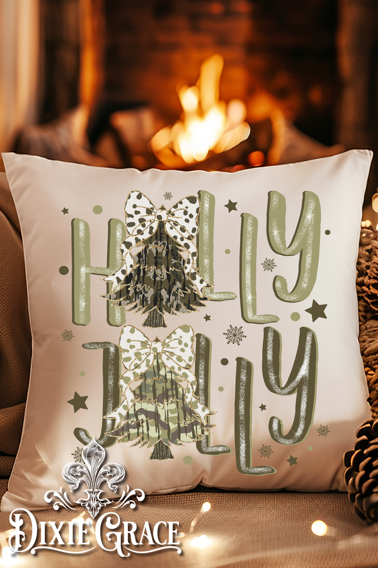 Holly Jolly Camo - Includes Insert - Throw Pillow