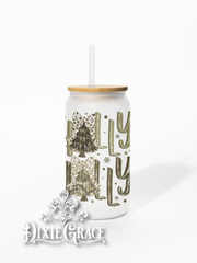 Holly Jolly Camo - Frosted 16 oz Glass Can