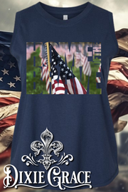 Home of the Brave (Flags) - Denim - Women's Cut Regular and Plus - Graphic Tank