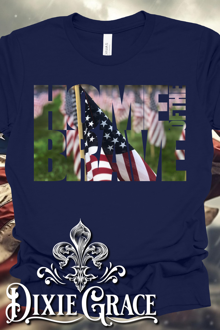 Home of the Brave (Flags) - Navy - Youth, Sweatshirt, Hoodie Option - Graphic Tee