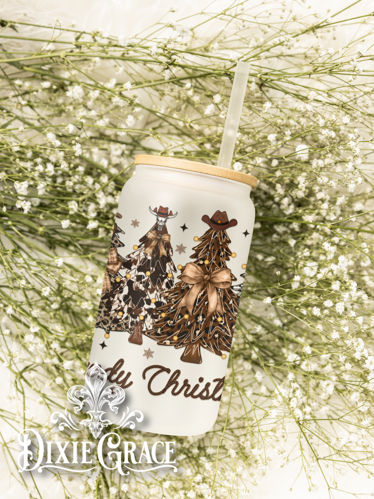 Howdy Christmas - Frosted 16 oz Glass Can