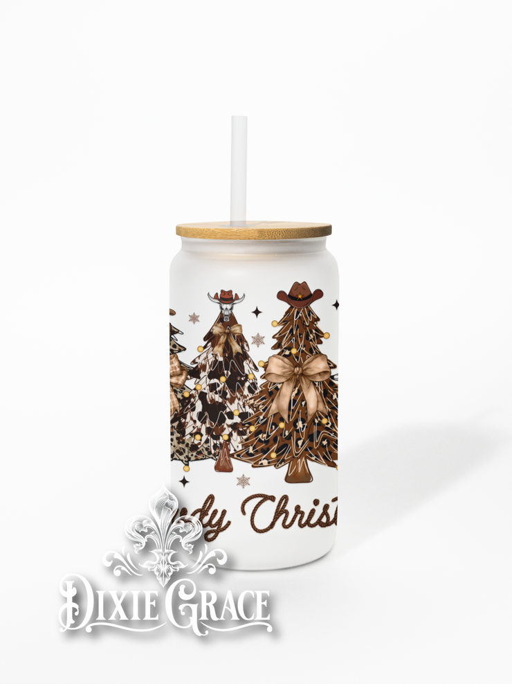 Howdy Christmas - Frosted 16 oz Glass Can