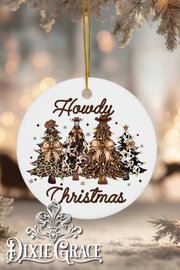 Howdy Christmas - Round Ceramic Christmas Ornament