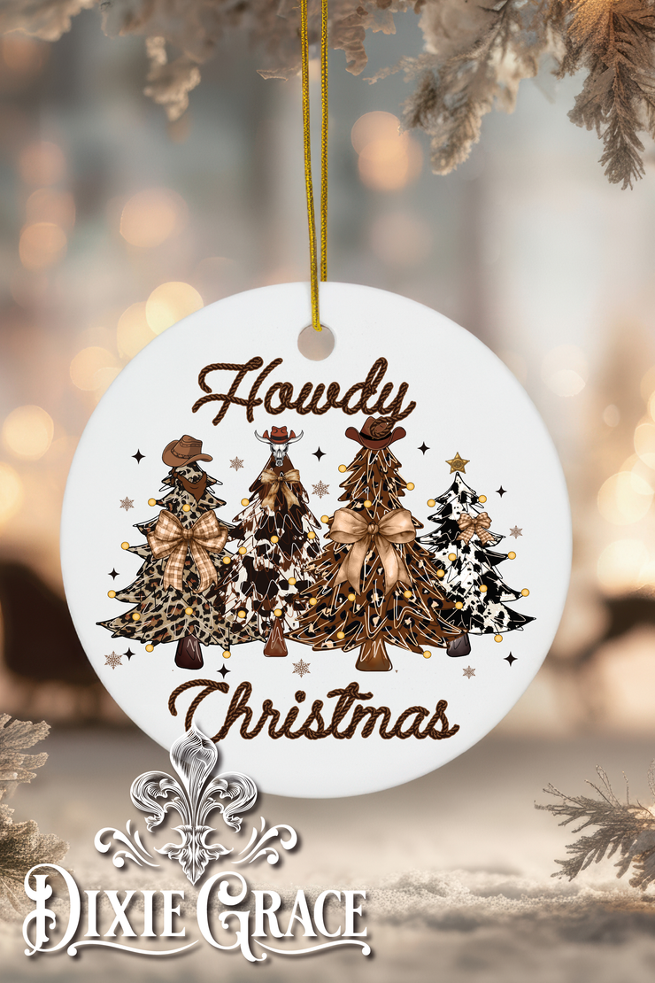 Howdy Christmas - Round Ceramic Christmas Ornament