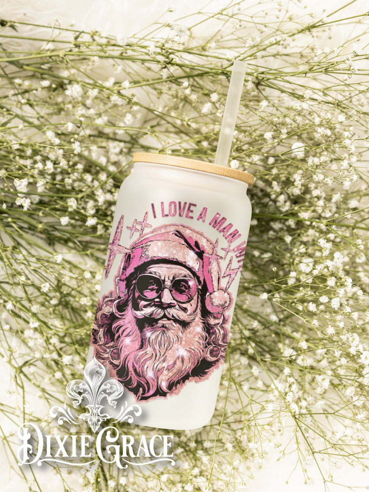 I Love A Man with a Beard - Frosted 16 oz Glass Can