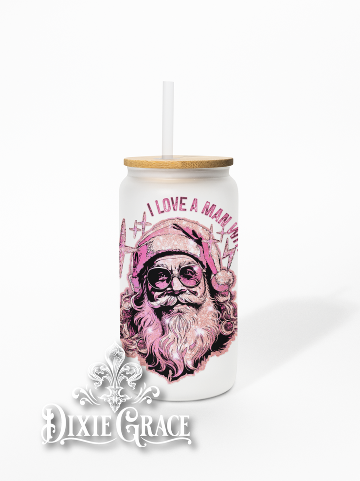 I Love A Man with a Beard - Frosted 16 oz Glass Can