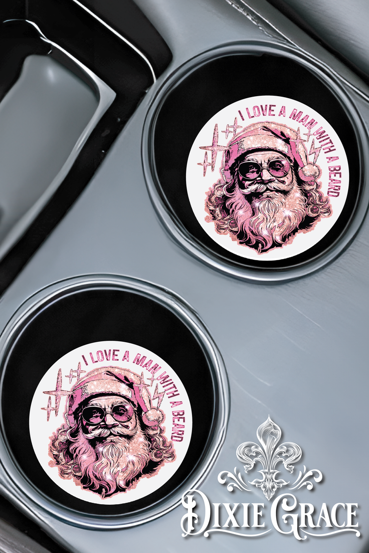 I Love A Man with a Beard - Set of 2 - Car Coasters