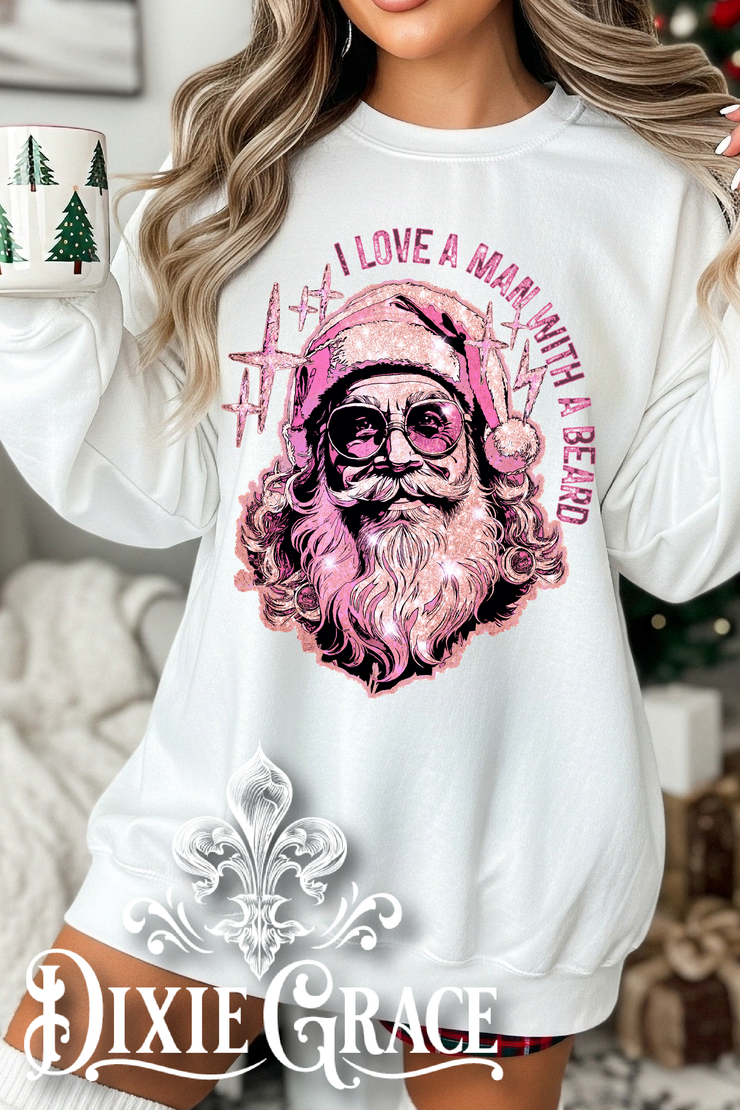 I Love A Man With A Beard - White - Youth, Long Sleeve, Sweatshirt Option - Graphic Tee