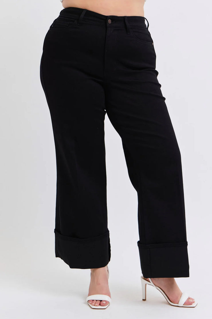 Onyx Rain - High-Rise - Retro Wide Leg - Black Denim - Jeans