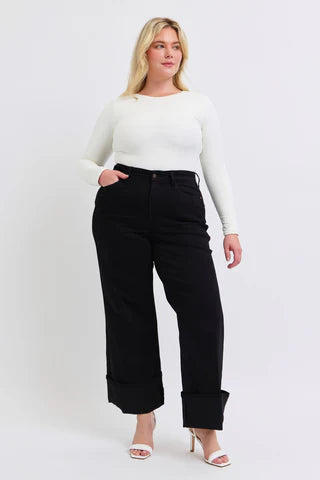 Onyx Rain - High-Rise - Retro Wide Leg - Black Denim - Jeans