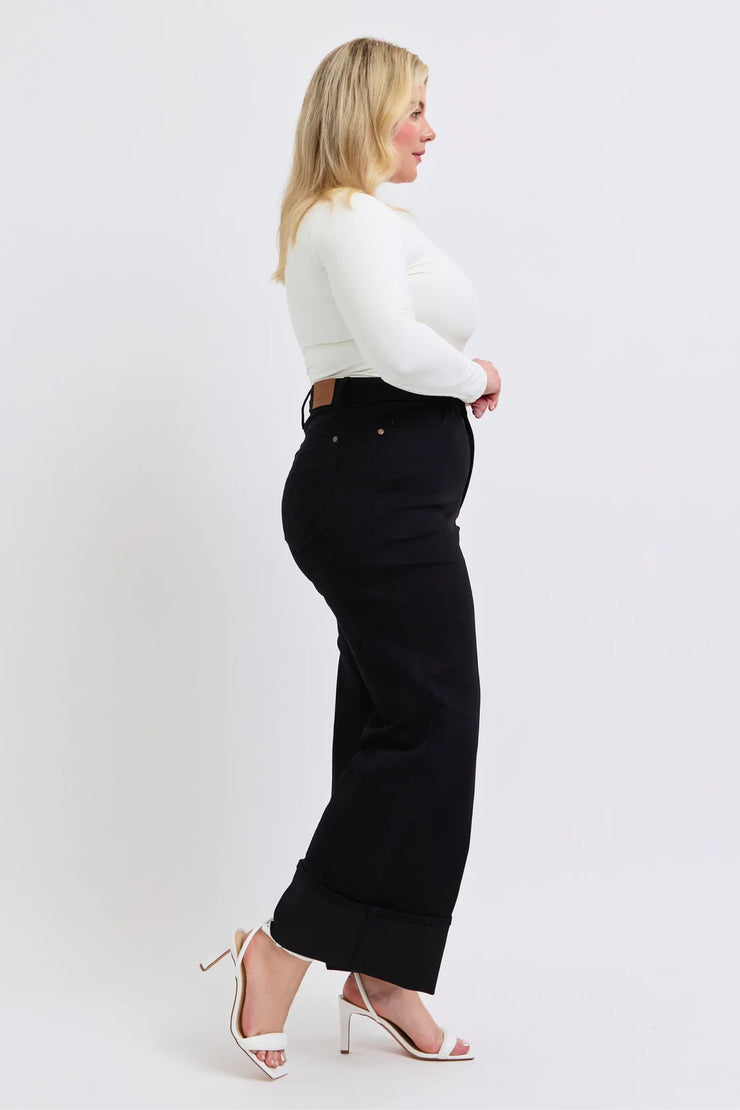 Onyx Rain - High-Rise - Retro Wide Leg - Black Denim - Jeans