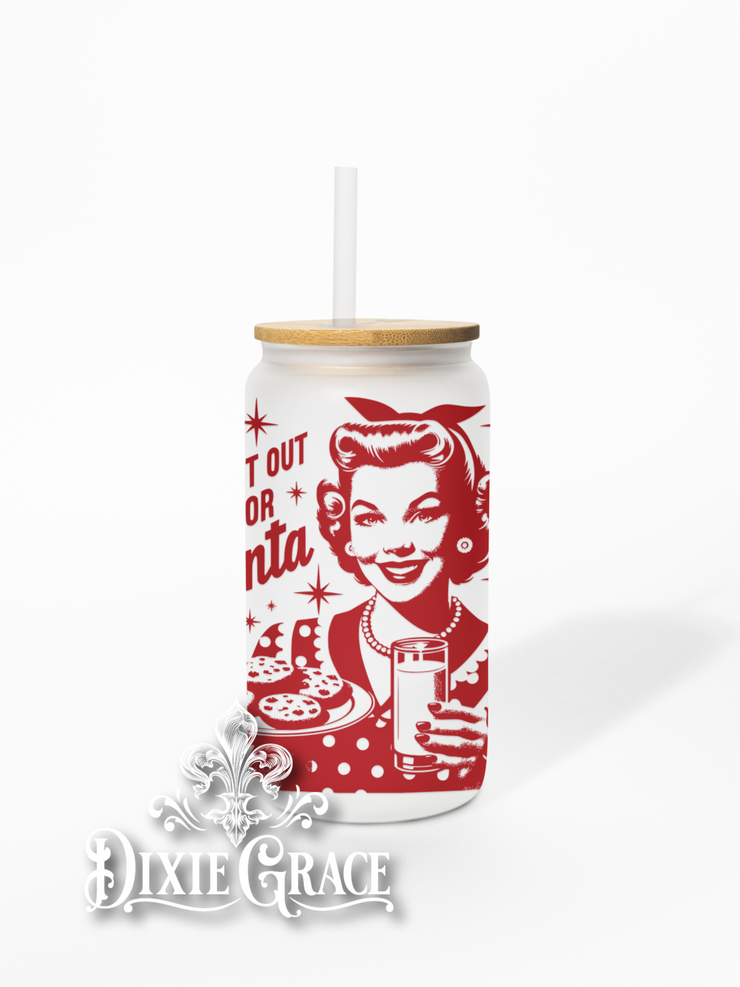 I Put Out for Santa - Frosted 16 oz Glass Can