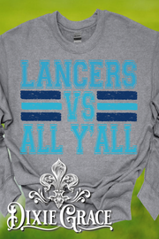 Lancers vs All Y'all - Heather Gray - Sweatshirt and Hoodie Option - Graphic Tee