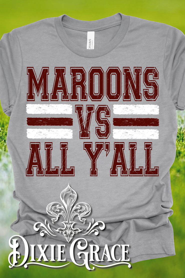 Maroons vs All Y'all - Graphite Heather Gray - Youth, Sweatshirt, Hoodie Option - Graphic Tee