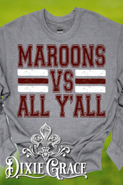 Maroons vs All Y'all - Graphite Heather Gray - Youth, Sweatshirt, Hoodie Option - Graphic Tee